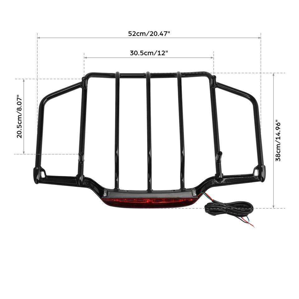 Portaequipajes maletero negro con luz LED apto para Harley Touring Road Glide 93-13 Foto 4 de 4