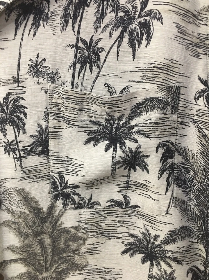 Havana Jack Silk Shirt Men Large Hawaiian Travel Vacation Boho Palm Trees READ - Image 3 of 4