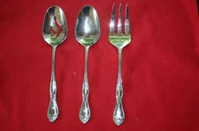 Lot of 3 SERVING PIECES Oneida Stainless OHS260 Pattern Flatware Floral