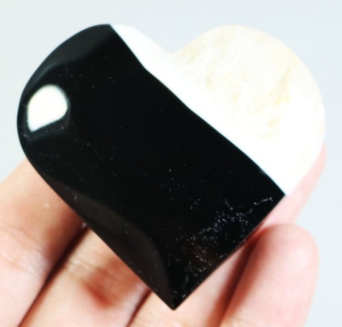 Natural Beautiful Orca Agate With Quartz Crystal Palm Stone Heart Reiki Healing