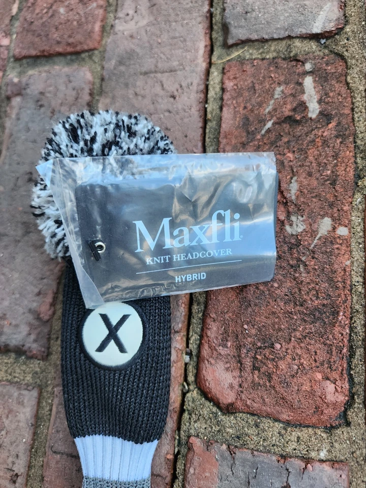 Capa de cabeça de malha Maxfli retrô X híbrida golfe Pom MX494 preto branco cinza - Imagem 2 de 4