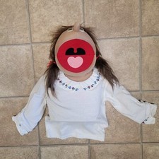 Vintage 1971 Puppet Productions Inc Hand Mand Puppets 14" Brown Hair Girl