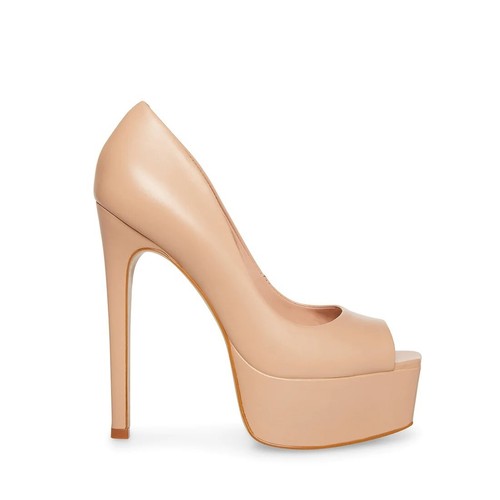 STEVE MADDEN - LUST, Blush REAL leather 6.25" stiletto heel platform pumps SZ 11