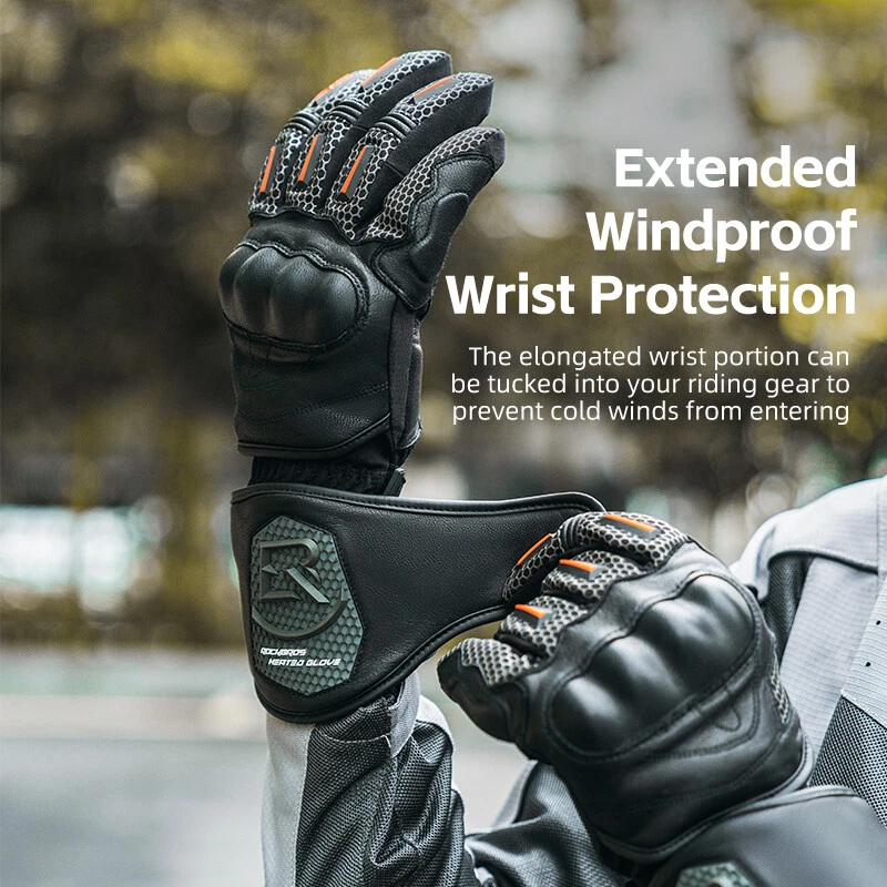 ROCKBROS Invierno Motocicleta Dedo Completo Guantes Pantalla Táctil Guantes de Montar a Prueba de Viento Foto 3 de 4