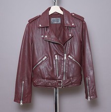 All Saints Balfern Oxblood Leather Jacket Uk10 Us6 Eu38 Womens Red Biker Bomber