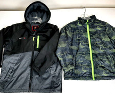 SWISSTECH Boys Jacket 3-in-1 Set Size M 8 Full Zip Pockets Black Gray Green