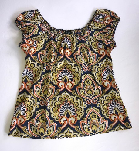 $69 J CREW On/Off Shoulder Top Blouse SUMMER READY! Festive Talavera Print XS S - Picture 2 of 10