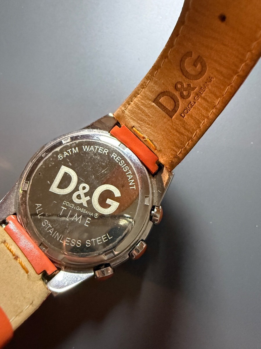 D&G Watch Orange Limited Chronograph Genuine Leather Handmade | eBay
