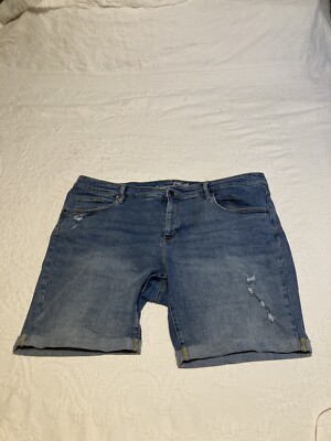 Universal Thread Shorts Women's Plus Size 22 W Blue Distressed Stretch Bermuda