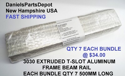 x7 EXTRUDED ALUMINUM T-SLOT FRAME RAIL BEAM 3030 500MM 3D PRINT EXPEDITED SHIP