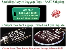 Custom Engraved ACRYLIC Plastic LUGGAGE ID TAGS Personalized Identification Tag