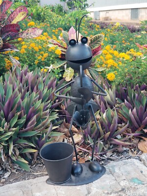 22'' Metal Standing Ant Spring Bobblehead Outdoor Garden Planter decoration RARE