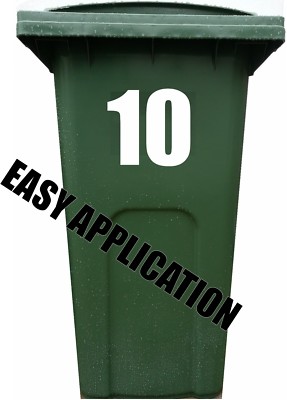 4x Wheelie Bin Hausnummer Aufkleber VINYL Nummer 1-99 GROß 19cm Recycling Box 