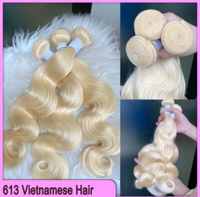 13A+VIETNAMESE RAW VIRGIN HAIR BLONDE 613# DOUBLE DRAW 100g/300g BODY WAVE/STRA