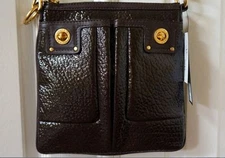 Marc Jacobs Dark Brown Pebble Patent leather crossbody bag NWT 