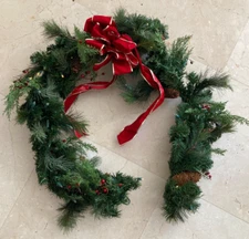 Frontgate Faux Green Pine 4 FT Christmas Garlands W/ Lights Battery Pack Power