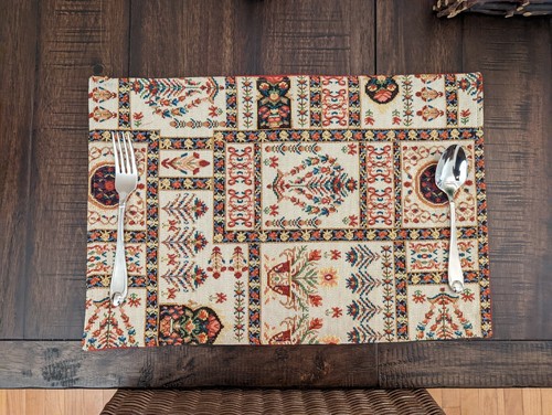 DaDa Bedding Set of 4 Cottage Floral Mughal Dining Table Tapestry Placemats - Picture 5 of 11