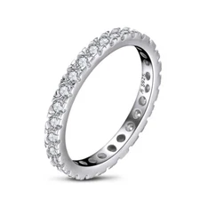2mm Skinny Eternity 925 Sterling Silver CZ Wedding Band Ring Size 4-10 R13