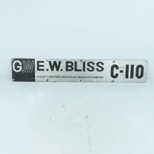 E.W. Bliss C-110 Aluminum Name Emblem Legend Logo Plate Gulf + Western 24" x 4"
