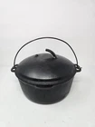 Vintage Wagner Ware Cast Iron Dutch Oven Pot 10" Sidney O USA Lid Handle READ
