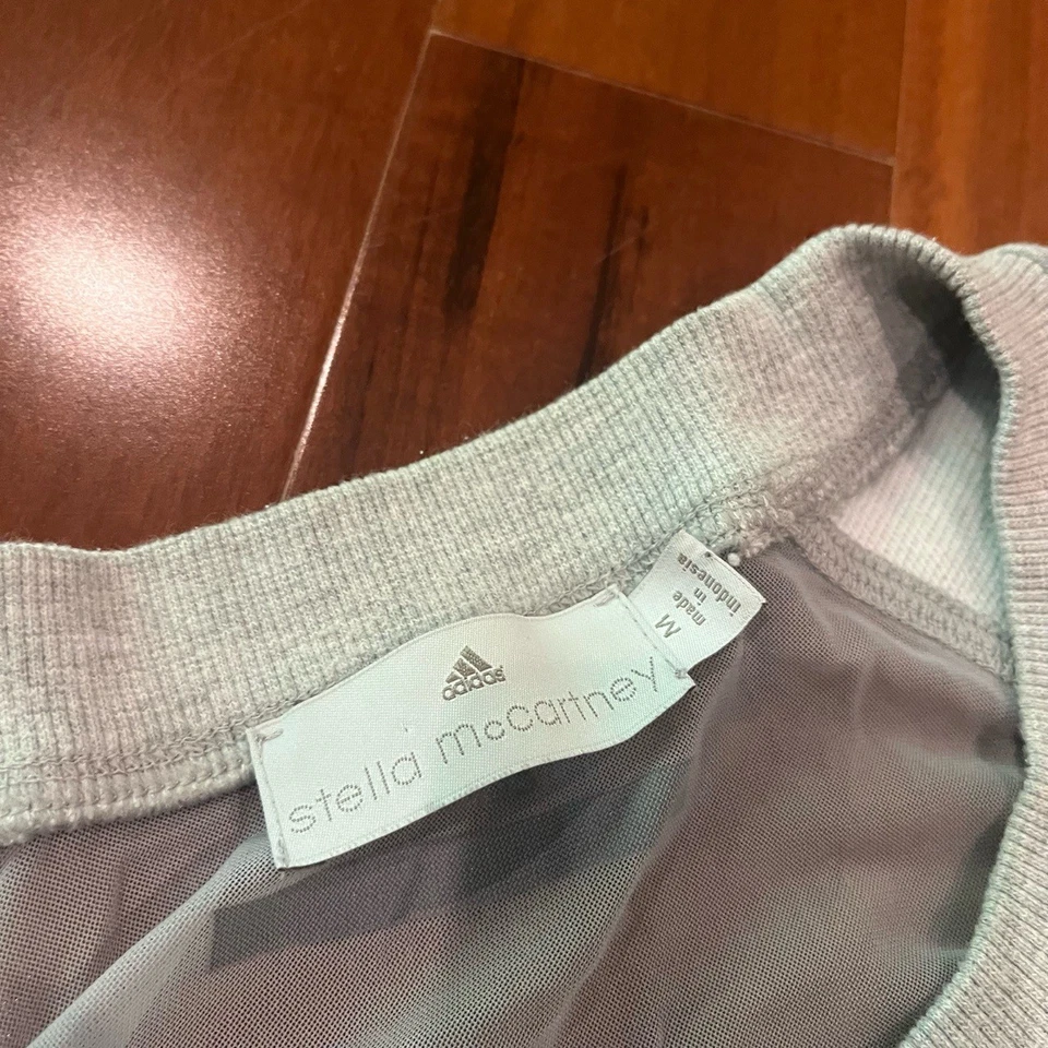 Adidas X Stella McCartney Gris Claro Sudadera Malla Espalda Transparente Manga Corta M Foto 2 de 4