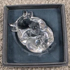 Vintage Steuben 2 3/4" Clear Glass Bull Hand Cooler Paperweight in Box Signed