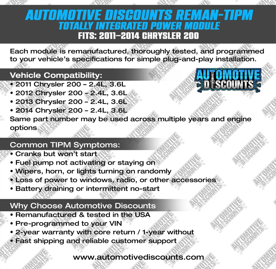 Dodge Avenger 2011 OEM reconstruido Tipm 04692346 programado plug & play Foto 4 de 4