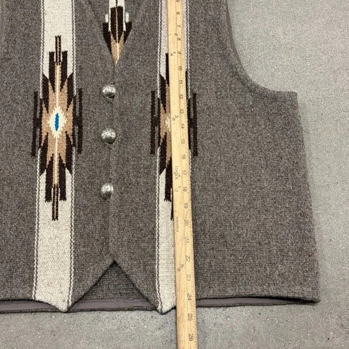 Vintage John R. Trujillo Chimayo Hand Woven Vest Mens Gray Wool Southwestern image 2