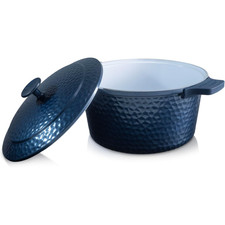 Gotham Steel 5 Qt Ceramic Dutch Oven w/ Lid Non Toxic Oven Safe, Hammered Navy
