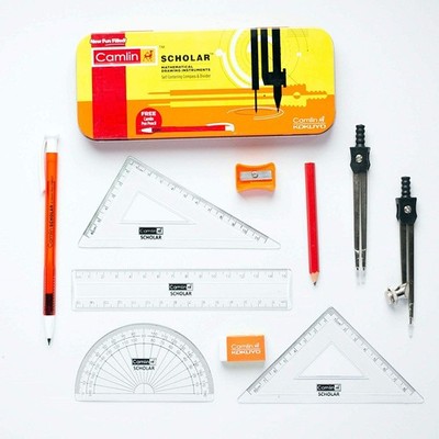 Camlin Scholar Mathematical Drawing Instruments FREE camlin pen pencil Set of 10