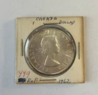 1962 Canada 1 Dollar .800 Silver Coin AU - Elizabeth II & Voyageur (MM00189)