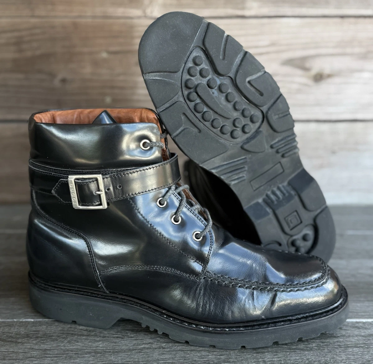 Authentic Gucci Men’s Leather Motorcycle Boots in size 9 1/2 (like US 10D). Gucci Fall 1999 Tom Ford Men main image 3