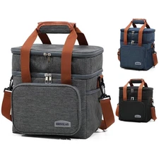 Double Deck Lunch Bag Dual Compartment for Women Men Work Office Insulated Box