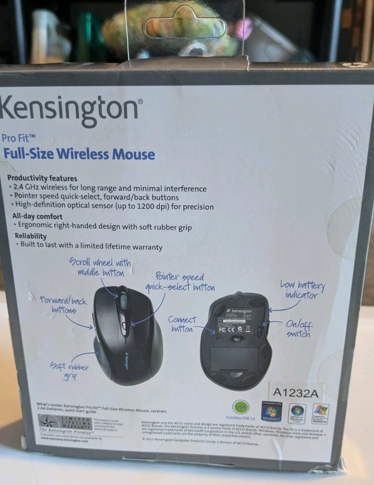 Kensington Pro Fit Full Size Wireless Mouse Right Handed Black - Image 2 of 4