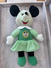 MICKEY MOUSE CLUB MINNIE Mouse DISNEY PLUSH Doll GREEN DRESS Vtg Knickerbocker