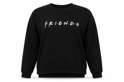F.R.I.E.N.D.S Damen Pullover Sweatshirt Gr. S Schwarz Langarm Freizeit Logo