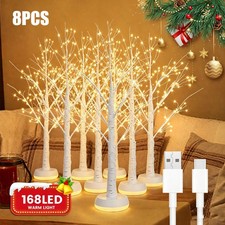 8PC LED Artificial Birch Tree Lamp Fairy Light Spirit Tree Bedroom Wedding Decor