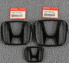 3PC Black Front Steering Rear Badge H Emblem Logo Fit Honda Accord Sedan 2018-23