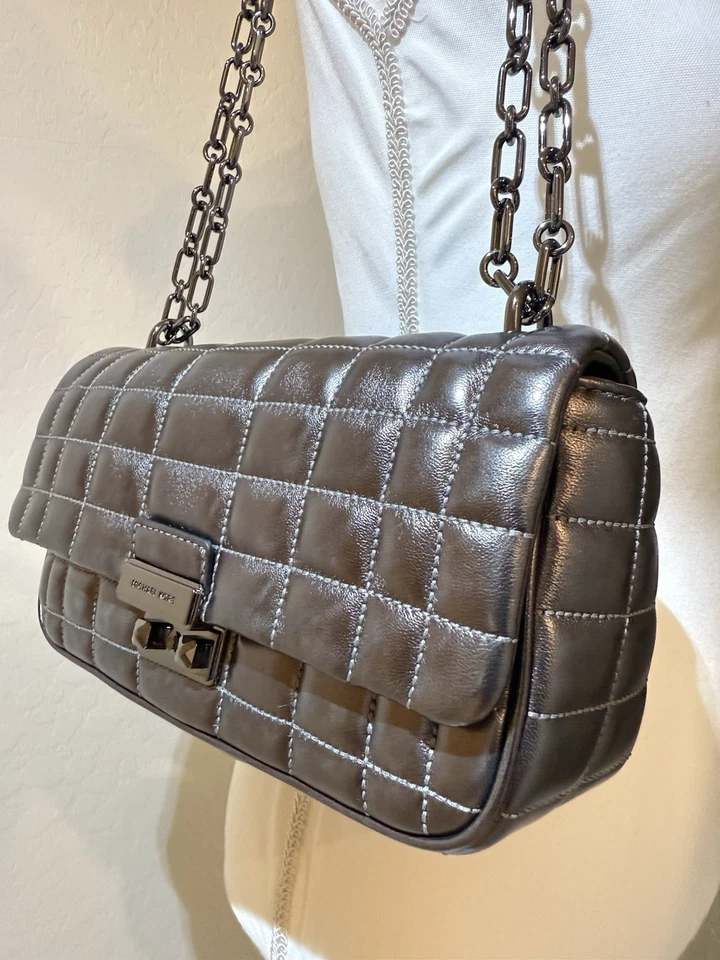 Michael Kors Tribeca Mediana Convertible Cadena Hombro Gunmetal Nuevo con Etiquetas Foto 2 de 4