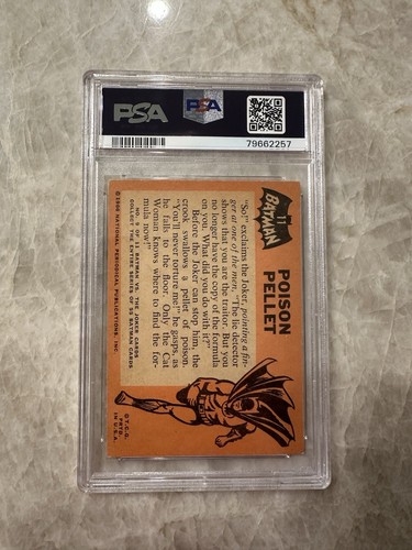 1966 TOPPS USA BATMAN Vintage #11 Poison Pellet Graded PSA 6 EX-MT Card Rare - Photo 4/4