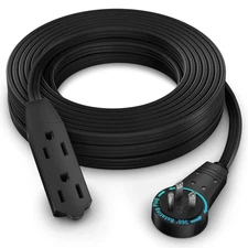 Cable 30 Ft 360° Rotating Flat Plug Extension Cord, 16/3 AWG Multi 3 Outlet 3...