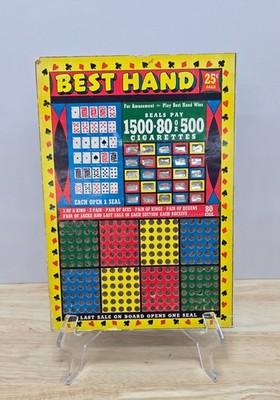 Vintage Best Hand Bars Gaming Punch Board 25 Cent