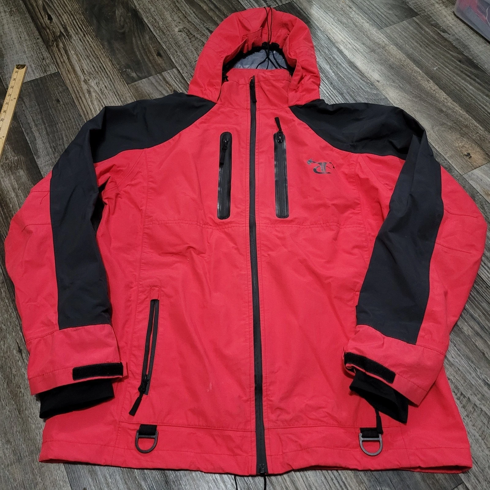 Men 2XL Rain Jacket Fishing Parka Truetimber Rain Coat Hooded Jacket Red
