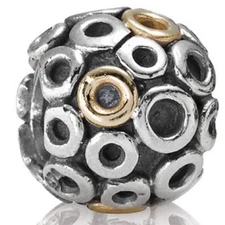 Authentic Pandora Retired Sterling Silver with 14K Gold Oh! Bead - 790325