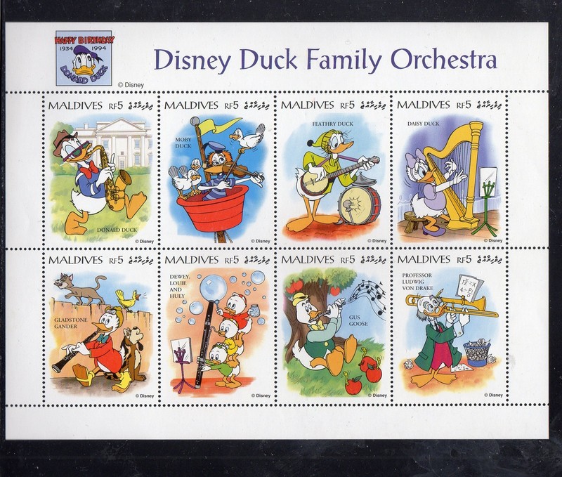 MALDIVES #2061 1995 DONALD DUCKS DIXIE BAND MINT VF NH O.G SHEETS8 (DJ5)