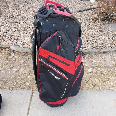 DATREK LITE RIDER PRO Cart Golf Bag 15-Way Black Red with Rain Hood