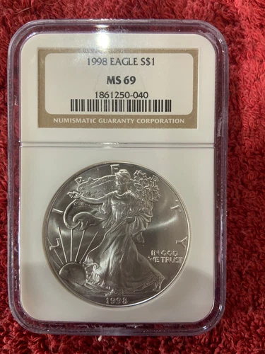 1998  Silver Eagle NGC MS69 Brown Label