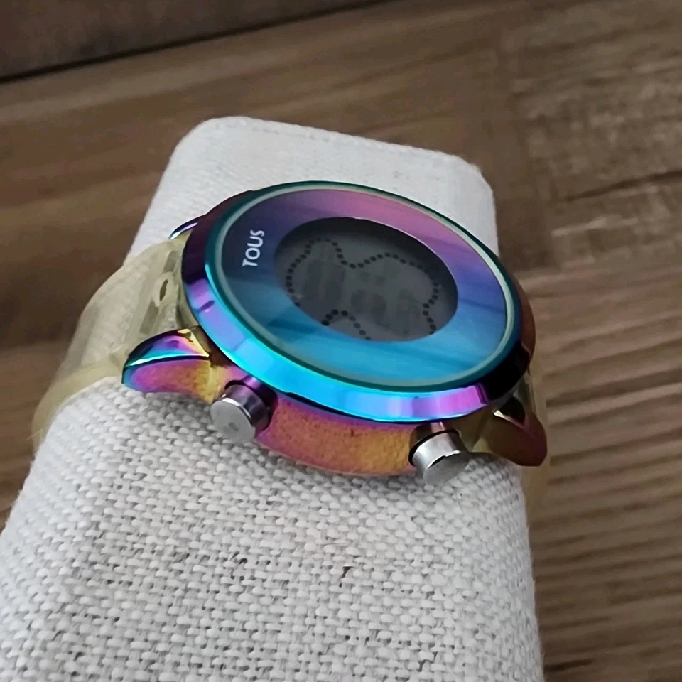 Reloj Tous D-Bear Mujer Correa Goma Transparente Iridiscente Digital, Pantalla Cristal Foto 3 de 4