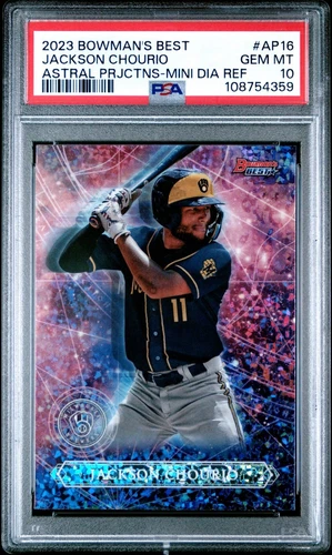 2023 Bowman's Best Jackson Chourio Astral Mini Diamond SP #AP16 PSA 10 Pop 15