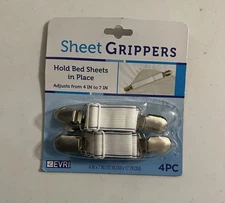 NIB Set If 4 Sheet Gripper Clips. Adjusts Size 4-7 Inches Each. Made In USA New
